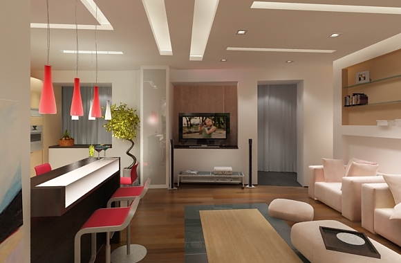Creative Open-Plan Kitchen and Living Room Interior Design